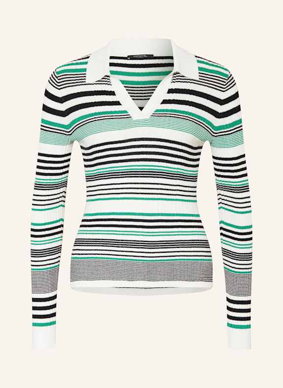comma Strick-Poloshirt WEISS/ GRÜN/ SCHWARZ