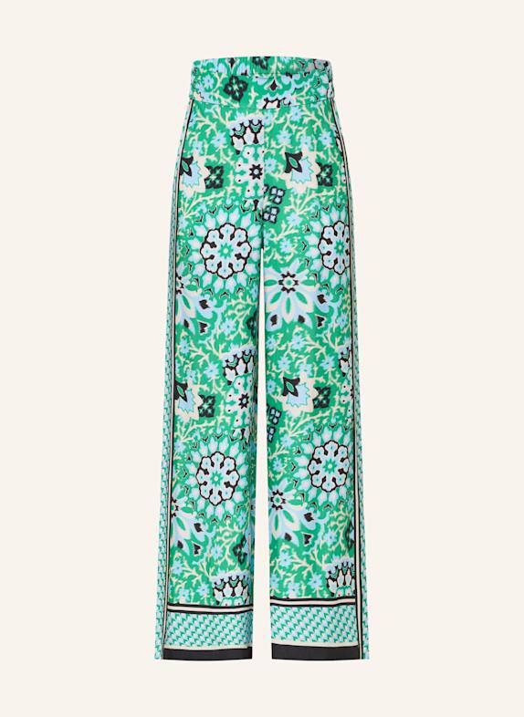 comma Marlenehose mit Galonstreifen GRÜN/ HELLBLAU/ CREME