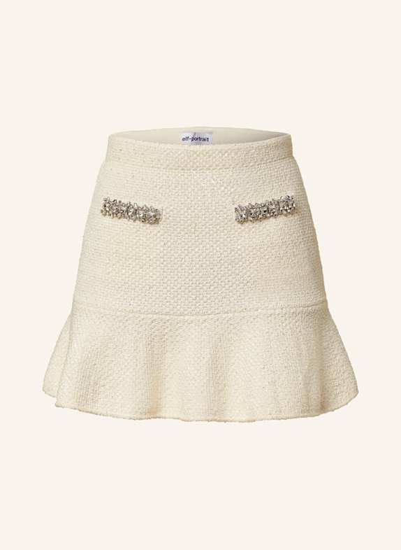 self-portrait Bouclé skirt with sequins ECRU