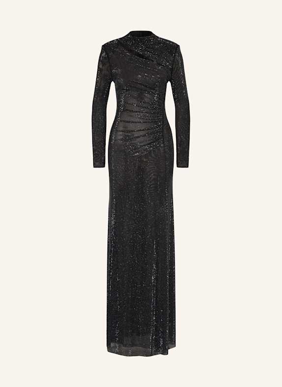 self-portrait Meshkleid mit Schmucksteinen und Cut-out SCHWARZ
