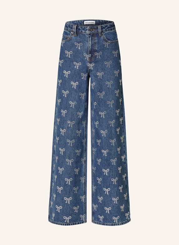 self-portrait Straight jeans with decorative gems BLUE BLUE