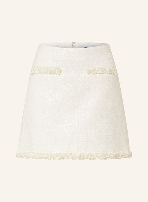 self-portrait Tweed skirt with sequins ECRU