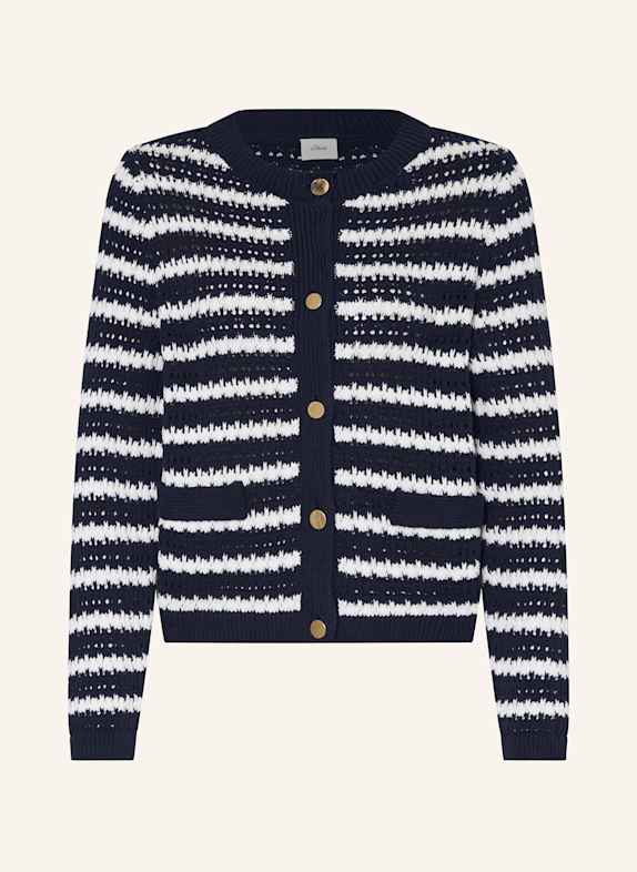 s.Oliver BLACK LABEL Strickjacke DUNKELBLAU/ WEISS