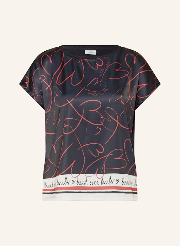 s.Oliver BLACK LABEL Blusenshirt im Materialmix DUNKELBLAU/ ROT/ WEISS