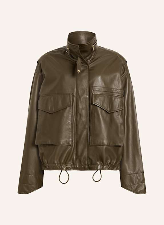 ALLSAINTS Leather jacket CLAY KHAKI