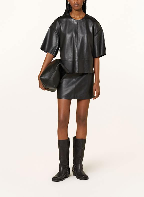 ALLSAINTS Leren rok RENAI ZWART
