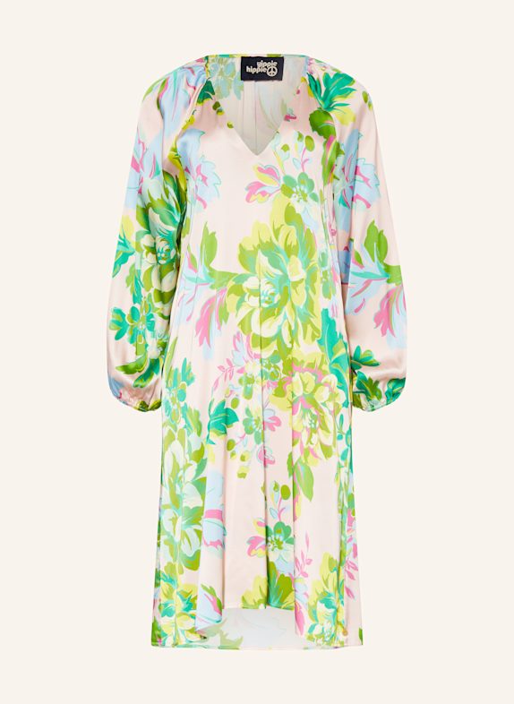yippie hippie Satinkleid NUDE/ GRÜN/ PINK