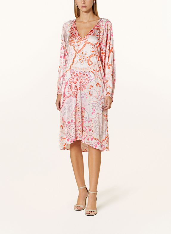 yippie hippie Satinkleid ECRU/ ORANGE/ ROSA