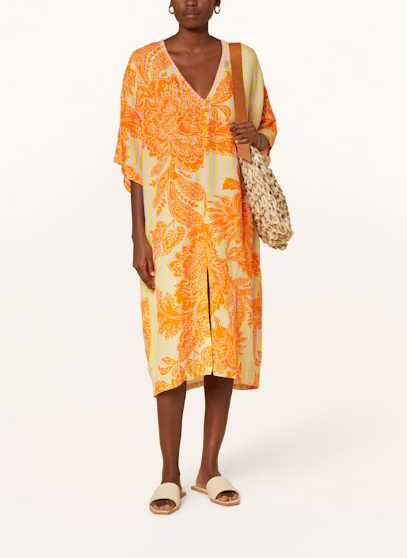 yippie hippie Kleid mit Leinen GELB/ ROSA/ ORANGE