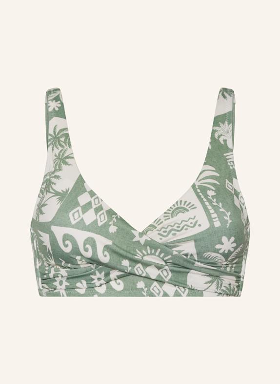 watercult RUSTIC MED bralette bikini top LIGHT GREEN/ CREAM
