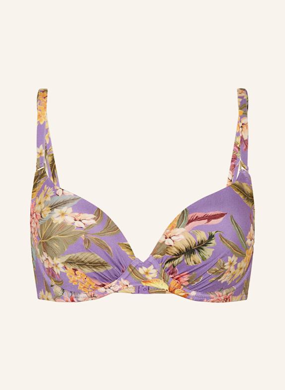 watercult Underwired bikini top DREAMSCAPE TROPICS PURPLE/ GREEN/ ROSE