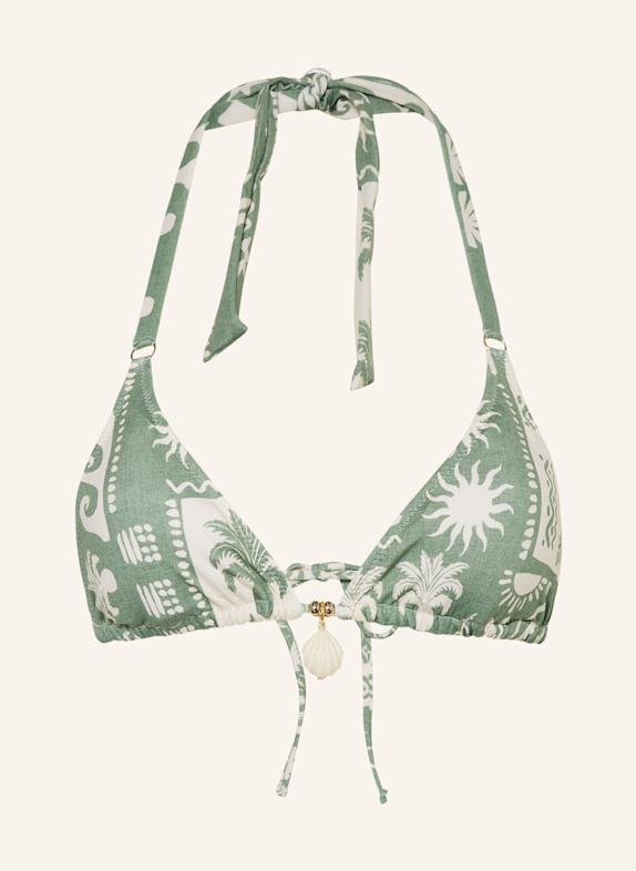 watercult RUSTIC MED triangle bikini top LIGHT GREEN/ CREAM
