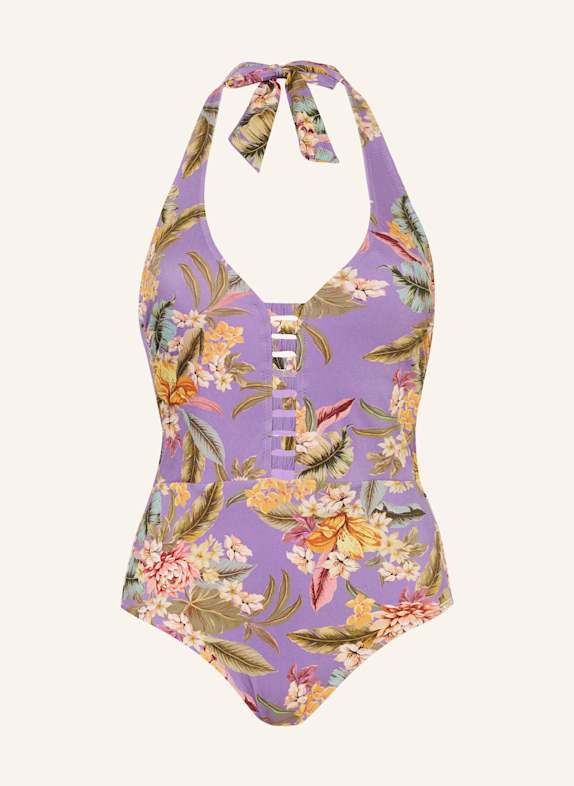 watercult DREAMSCAPE TROPICS halter neck swimsuit PURPLE/ GREEN/ ROSE