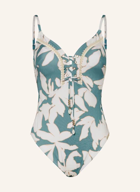 watercult FLORAL ABSTRACT swimsuit TEAL/ ECRU/ BEIGE