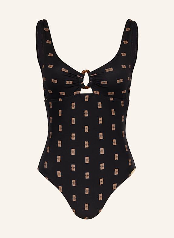 watercult MICROCRAFT swimsuit BLACK/ LIGHT BROWN