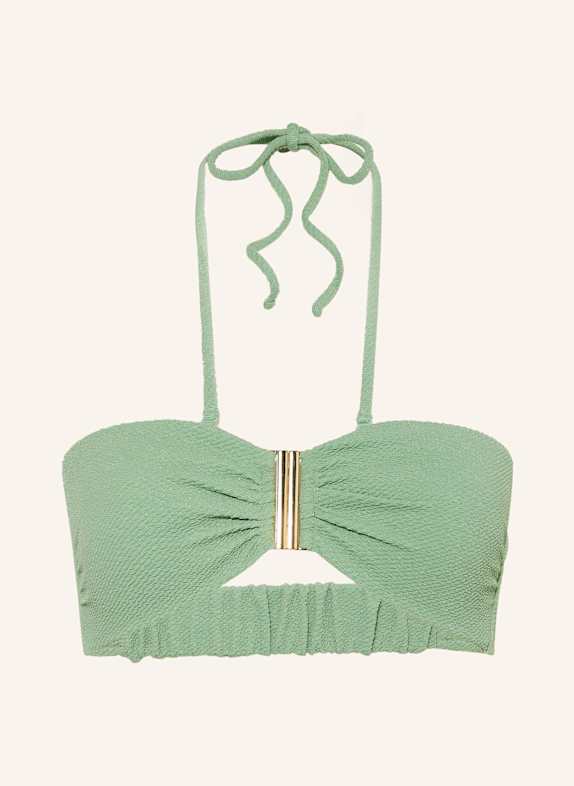 watercult SWIM SPARKLE bandeau bikini top with glitter thread LIGHT GREEN