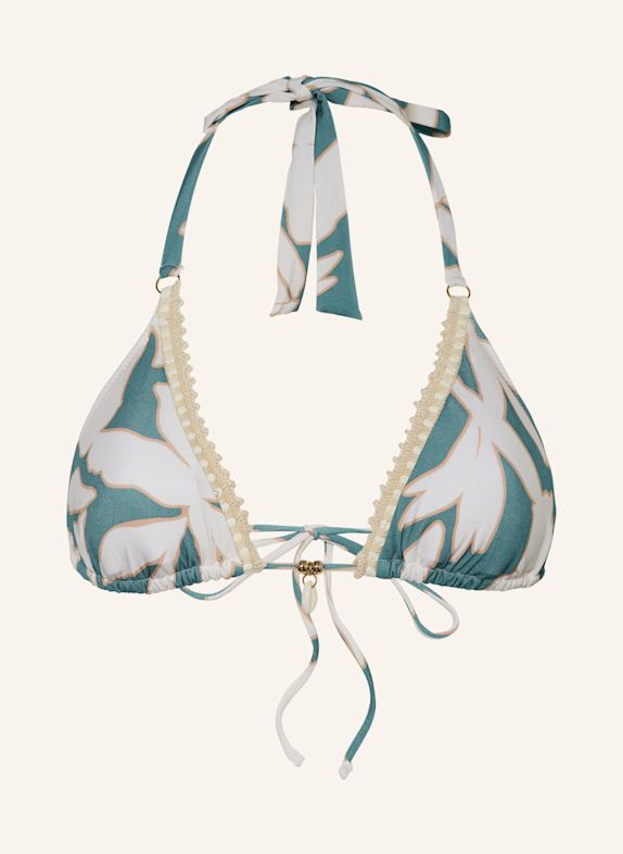 watercult FLORAL ABSTRACT triangle bikini top TEAL/ ECRU/ BEIGE
