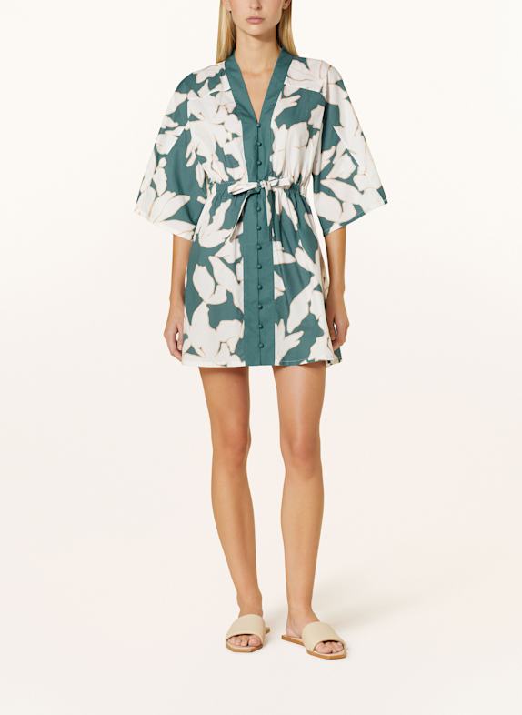 watercult Tunic FLORAL ABSTRACT TEAL/ WHITE/ BEIGE