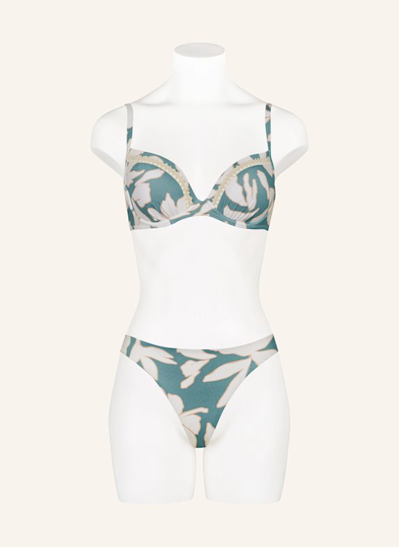 watercult Brazilian bikinibroekje FLORAL ABSTRACT PETROL / ECRU / BEIGE