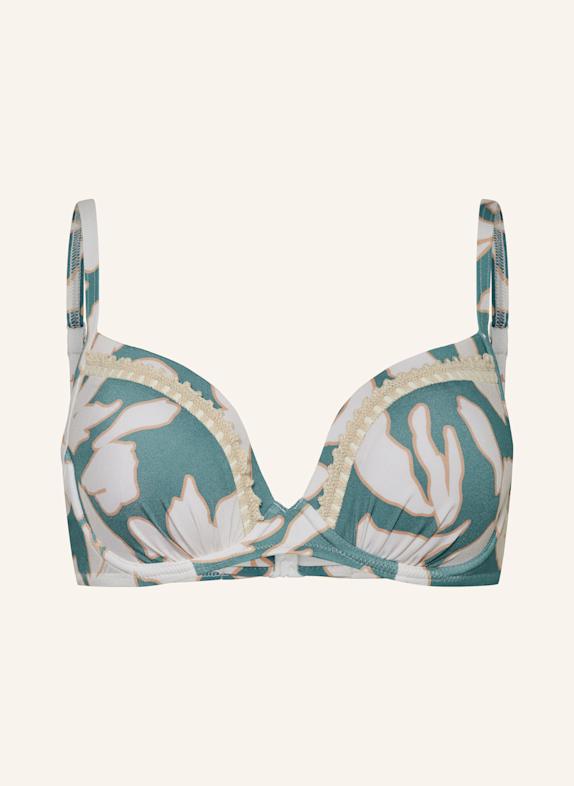 watercult FLORAL ABSTRACT underwired bikini top TEAL/ ECRU/ BEIGE