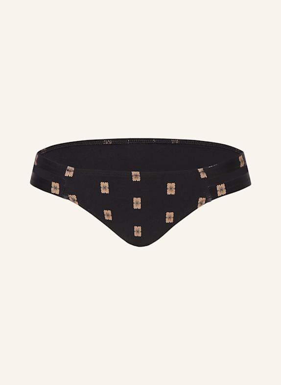 watercult Panty bikini bottoms MICROCRAFT LIGHT BROWN/ BLACK