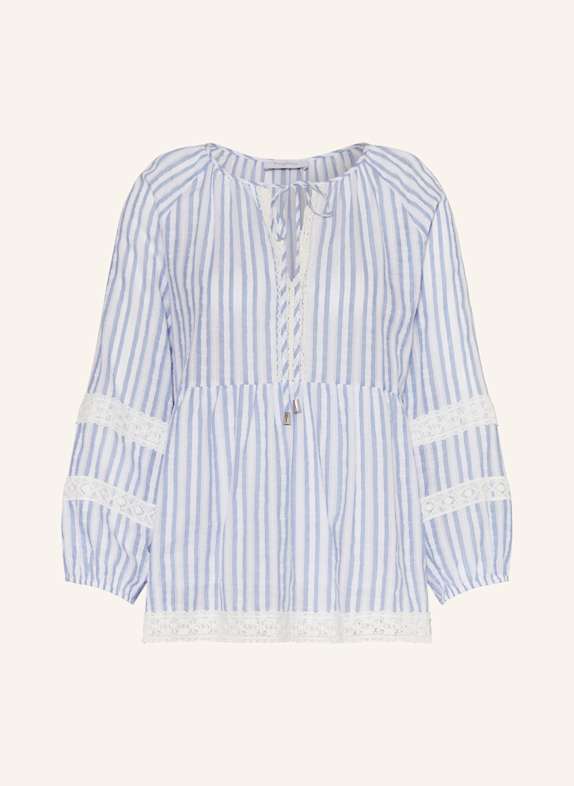 FrogBox Shirt blouse with lace LIGHT BLUE/ WHITE