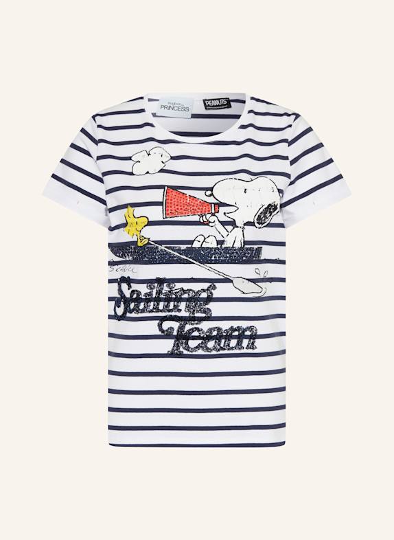 FrogBox T-Shirt mit Schmucksteinen und Pailletten WEISS/ DUNKELBLAU