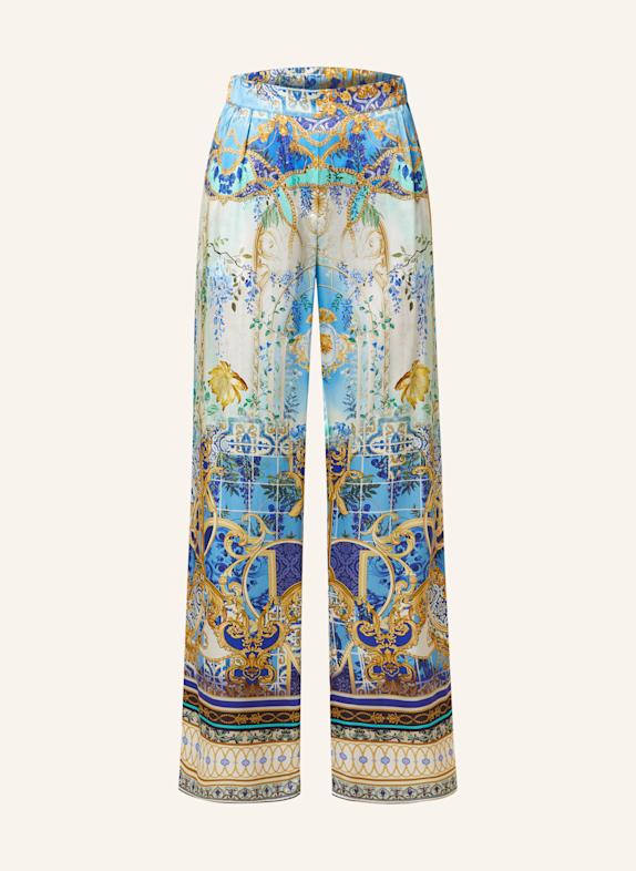 Princess GOES HOLLYWOOD Marlenehose aus Seide BLAU/ DUNKELGELB/ CREME