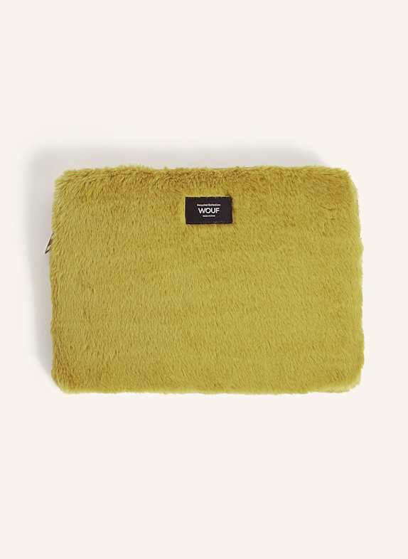 WOUF FOXIE faux fur laptop sleeve GREEN