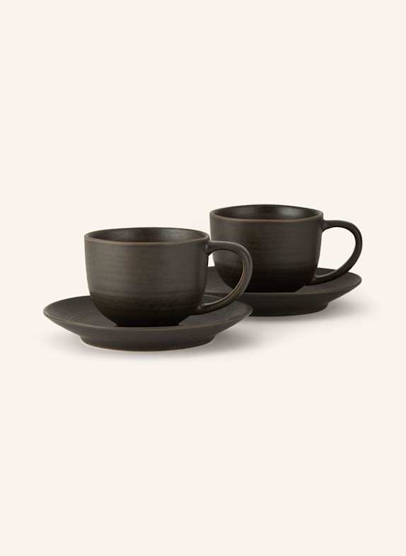 blomus 2er-Set Kaffeetassen KUMI mit Untertasse SCHWARZ