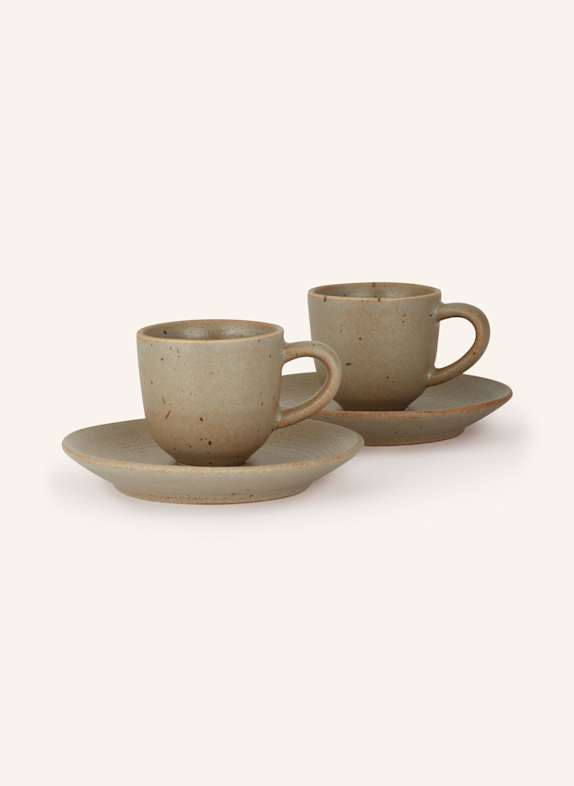 blomus 2er-Set Espressotassen KUMI mit Untertasse TAUPE