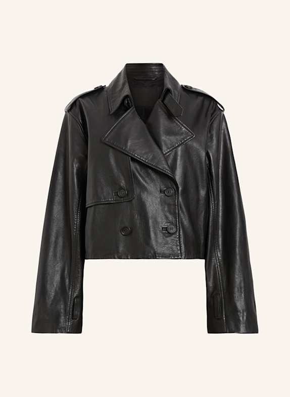 ALLSAINTS Cropped-Trenchcoat HENDRY aus Leder SCHWARZ