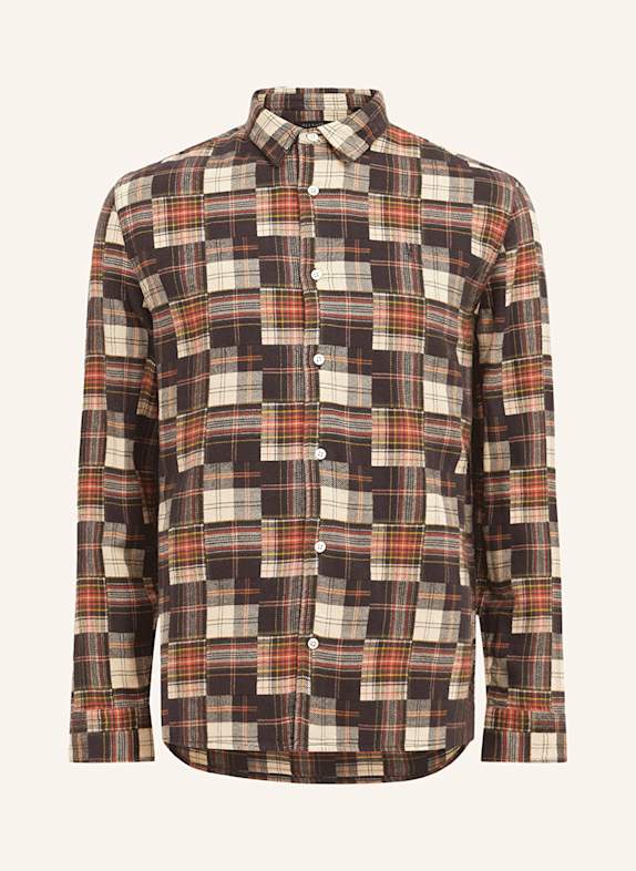 ALLSAINTS Flannel shirt JUDE LS Relaxed Fit RED/ DARK BROWN/ ECRU