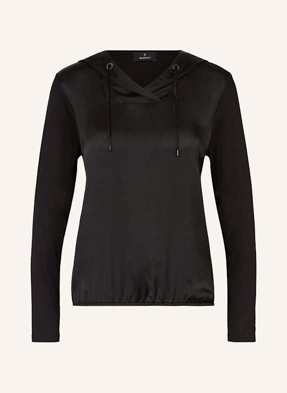 monari Hoodie im Materialmix SCHWARZ