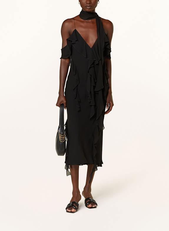 DOROTHEE SCHUMACHER Kleid SHEER TWIST II mit Volants SCHWARZ