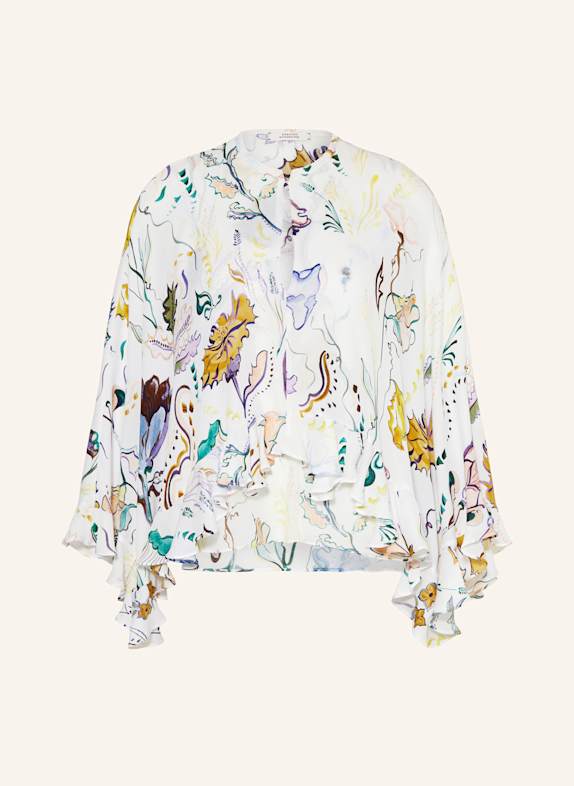 DOROTHEE SCHUMACHER Blusenshirt FLORAL TWIST aus Seide mit Rüschen WEISS/ GELB/ BLAU