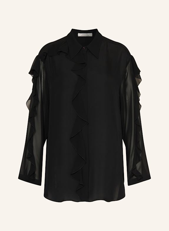 DOROTHEE SCHUMACHER Hemdbluse SHEER TWIST aus Seide mit Volants SCHWARZ