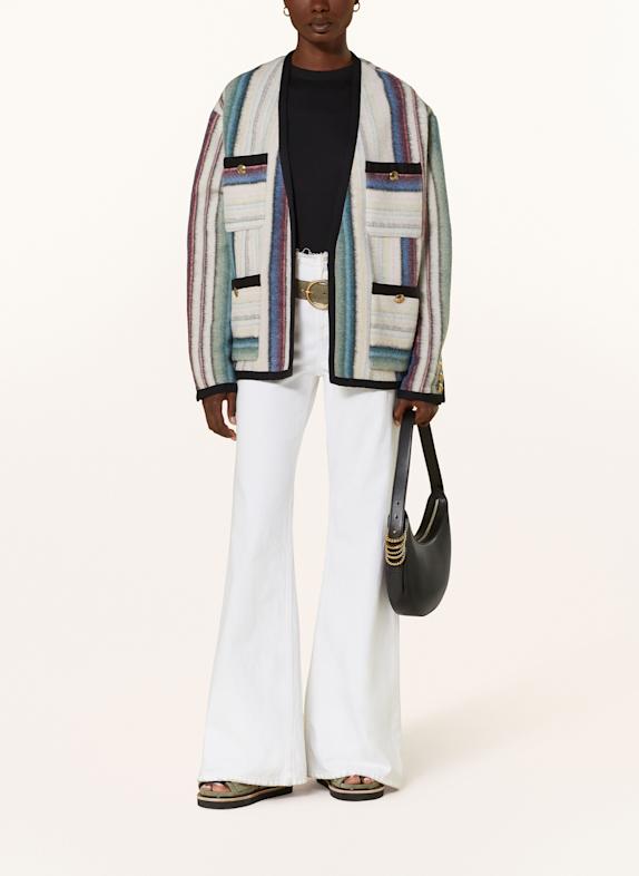 DOROTHEE SCHUMACHER Kassejakke STRIPED COMFORT ECRU / BLÅ / MØRKERØD