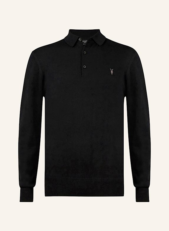 ALLSAINTS Strick-Poloshirt SCHWARZ