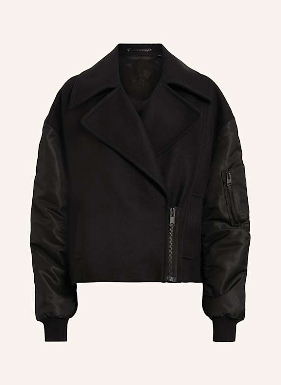 ALLSAINTS ORLA oversized jacket in mixed materials BLACK