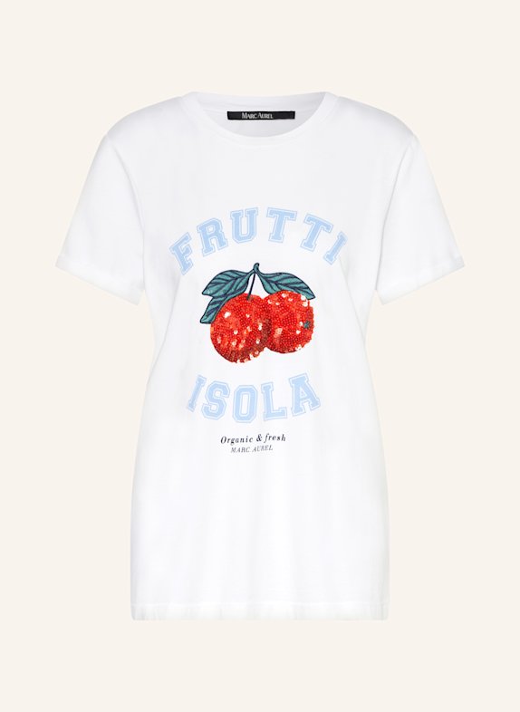 MARC AUREL T-shirt z cekinami BIAŁY
