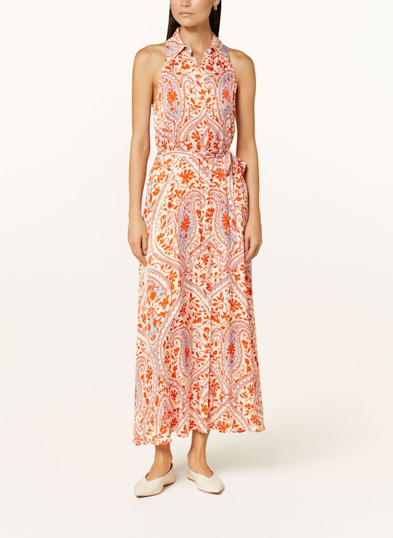 MARC AUREL Satinkleid ECRU/ ORANGE