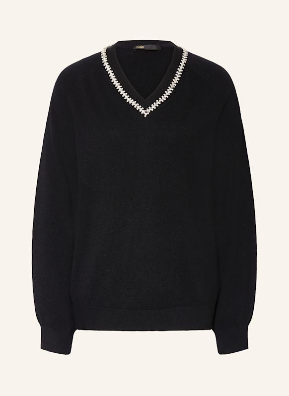 maje Pullover mit Schmucksteinen SCHWARZ