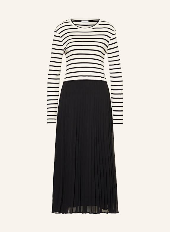 CLAUDIE PIERLOT Kleid mit Plissees ECRU/ SCHWARZ
