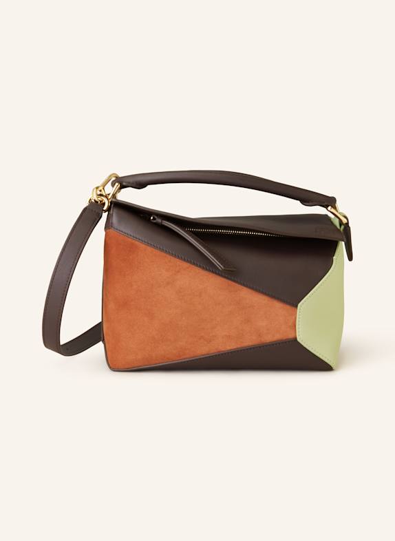 LOEWE Handtaschen PUZZLE EDGE SMALL DUNKELBRAUN/ ROSÉ/ HELLGRÜN