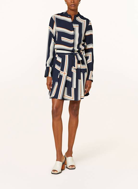 REISS Kleid CIARA DUNKELBLAU / CREME / COGNAC