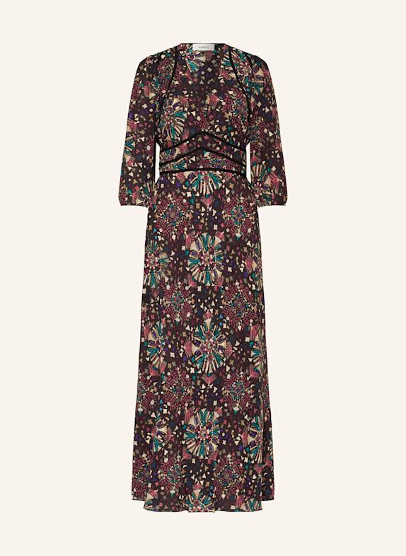 ba&sh Kleid FAZIA mit 3/4-Arm DUNKELBRAUN/ PINK/ LILA