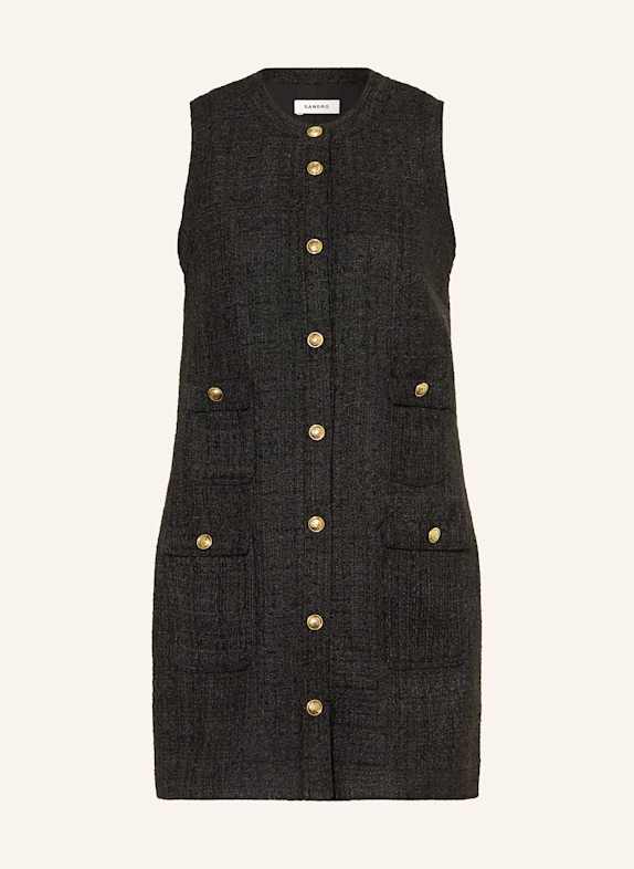 SANDRO Tweed-Kleid SCHWARZ