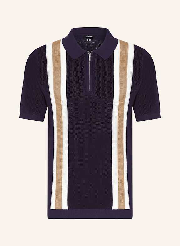 REISS Strick-Poloshirt DUNKELBLAU/ WEISS/ CAMEL