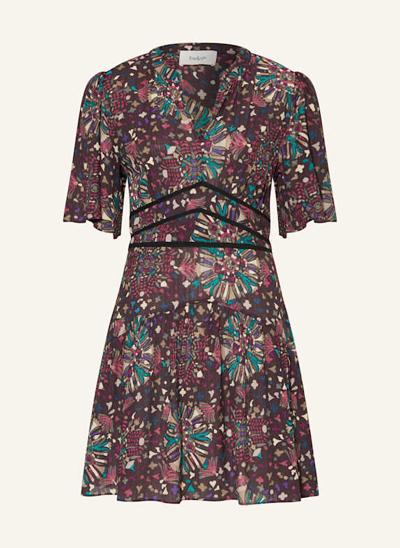 ba&sh Kleid mit Rüschen DUNKELGRAU/ DUNKELBRAUN/ FUCHSIA